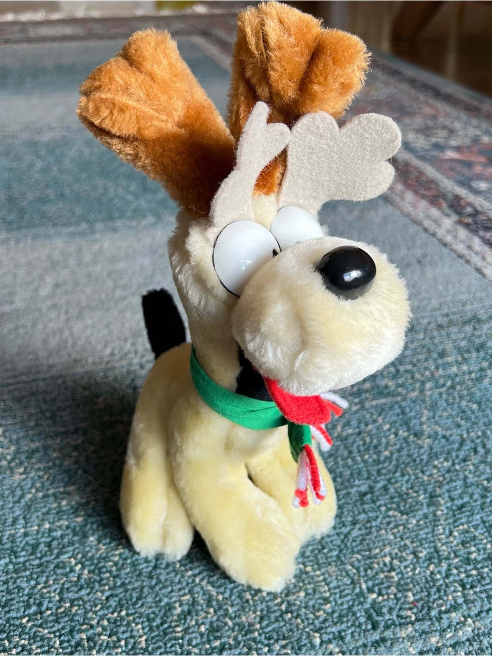 Vintage Garfield and Friends Odie Plush with Antlers and Scarf, 1981 (8 inch)